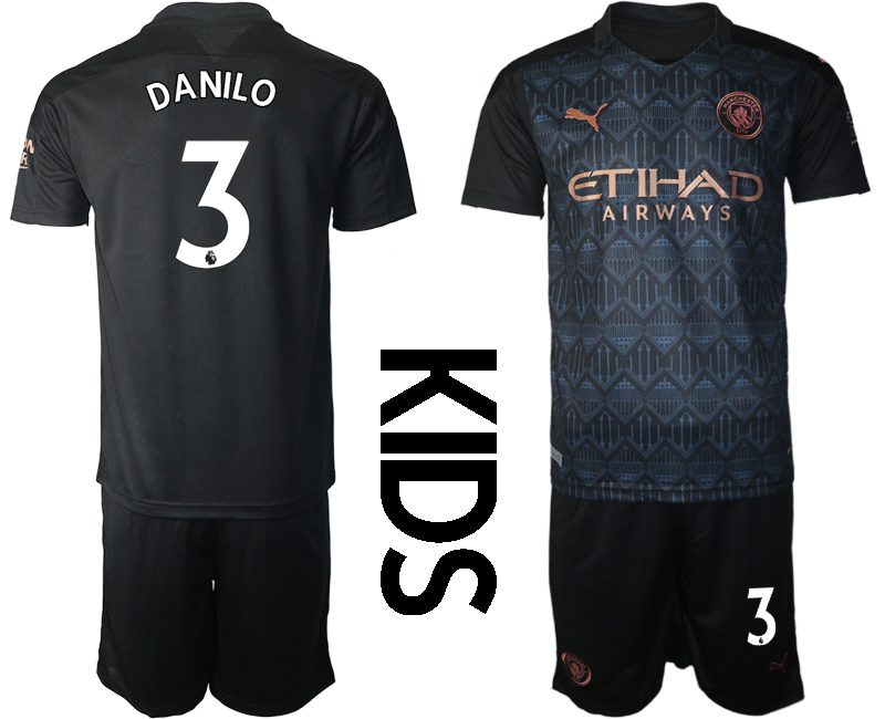 Youth 2020-2021 club Manchester City away black #3 Soccer Jerseys